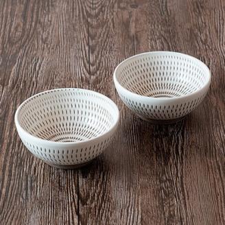 AA84 小石原焼 カネハ窯 飛び鉋小鉢セット(両面)