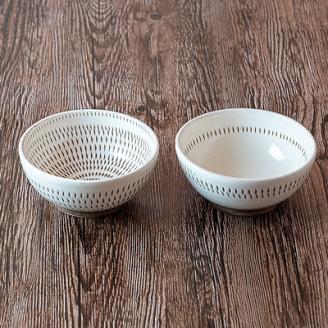 AA86 小石原焼 カネハ窯 飛び鉋小鉢セット(両面・シンプル)