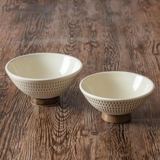 AA90 小石原焼 カネハ窯 飛び鉋飯碗 大小セット(全飛び鉋)
