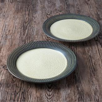 AA103 小石原焼 カネハ窯 飛び鉋プレートセット【特大】(茶マット)