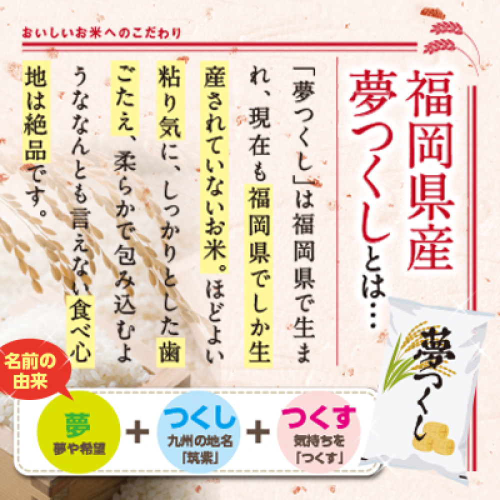 4J3 夢つくし(精米) 福岡県産ブランド米 15kg