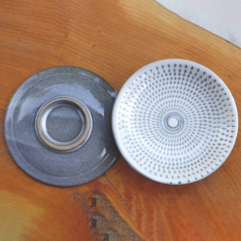 C10 【小石原焼 まるた窯】5寸皿２枚セット（白釉）