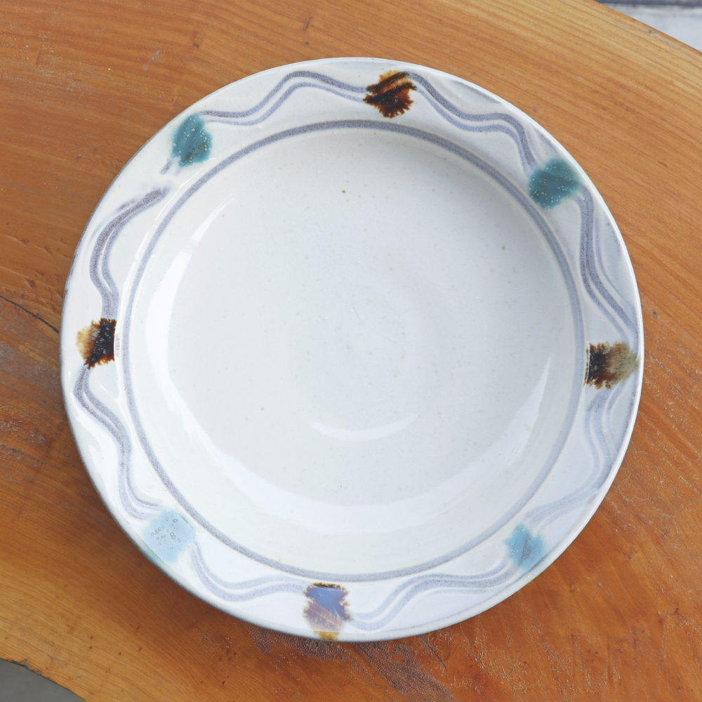 C11 【小石原焼 まるた窯】三彩櫛目リム鉢