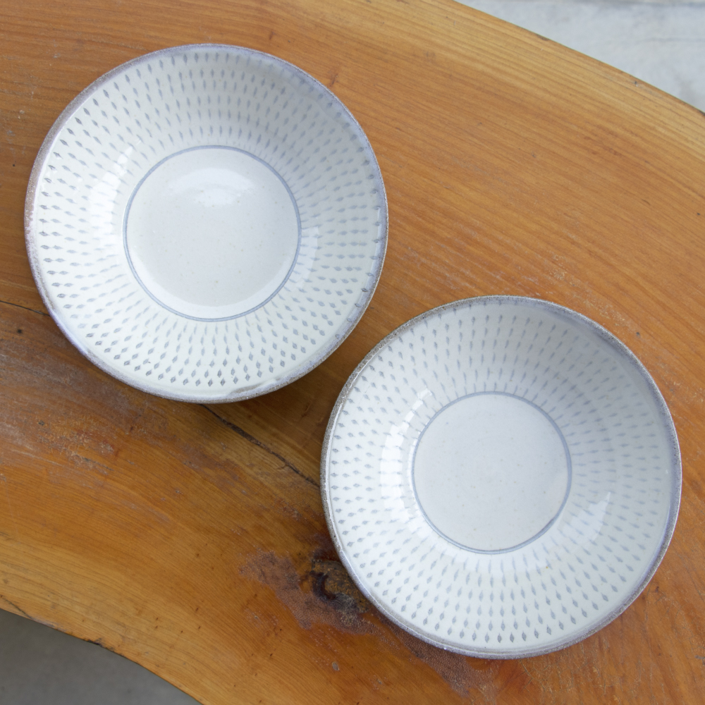 C12 【小石原焼 まるた窯】深皿２枚セット（白釉）