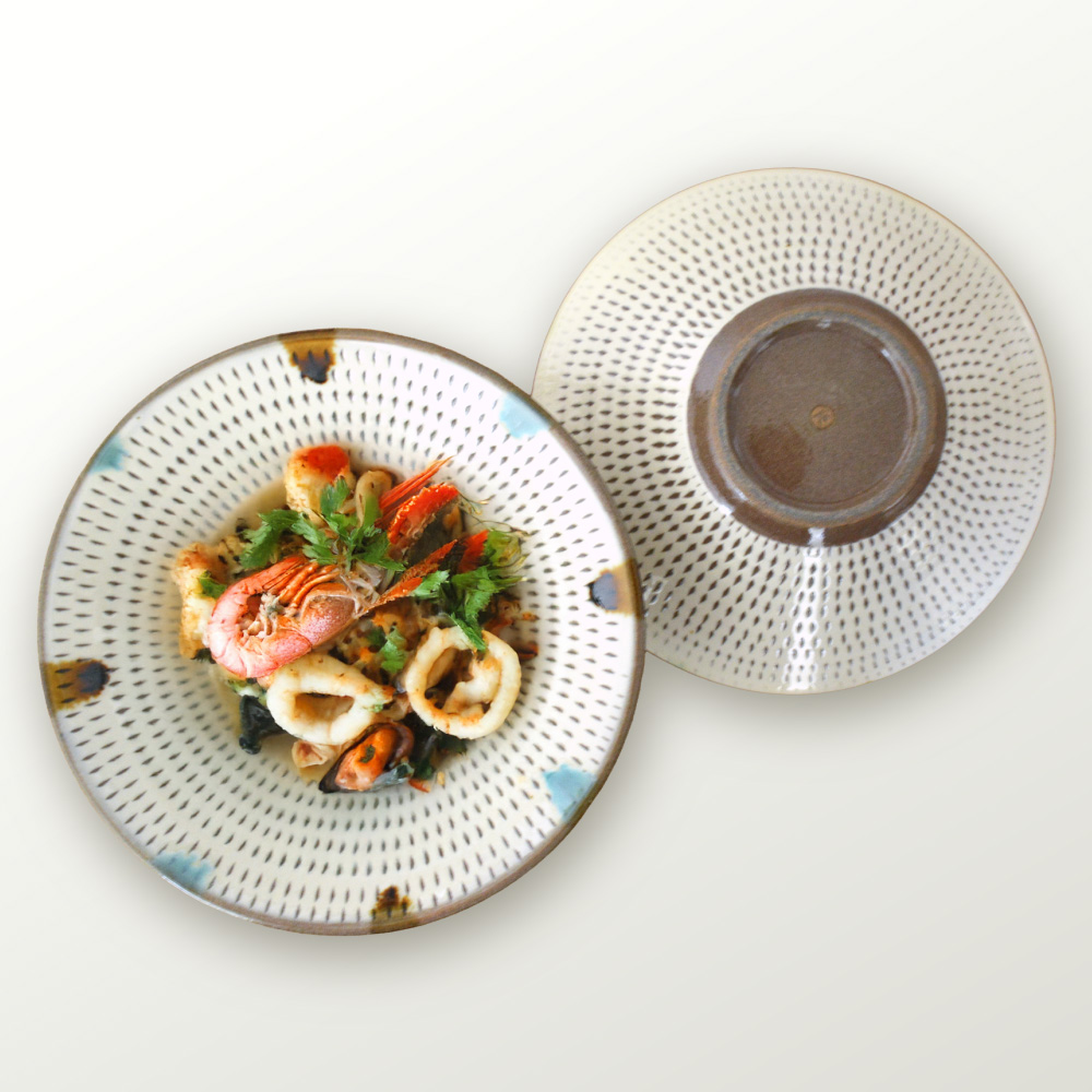 C16 【小石原焼　まるた窯】深鉢2枚セット（三彩）