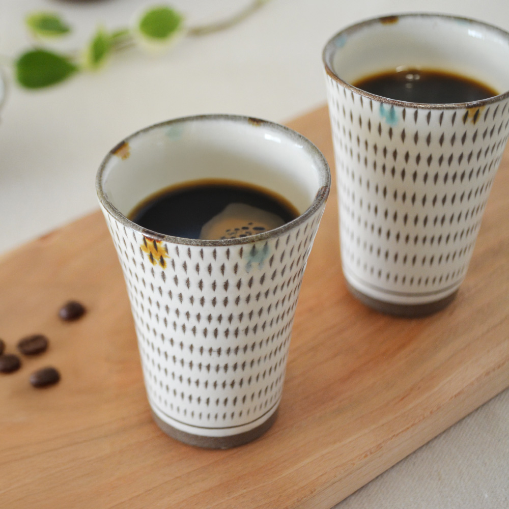 C26 【小石原焼 まるた窯】三彩 ショートカップ 2個セット