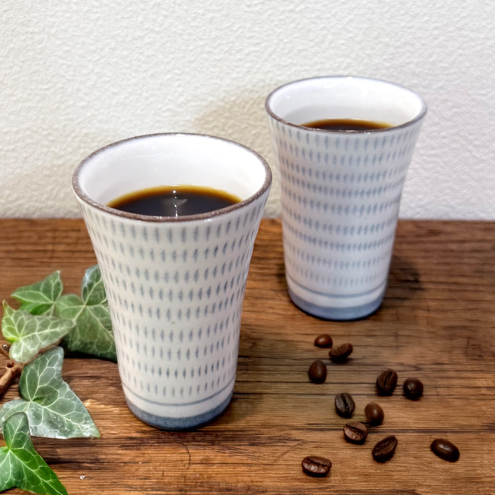 C27 【小石原焼 まるた窯】 白釉 ショートカップ 2個セット