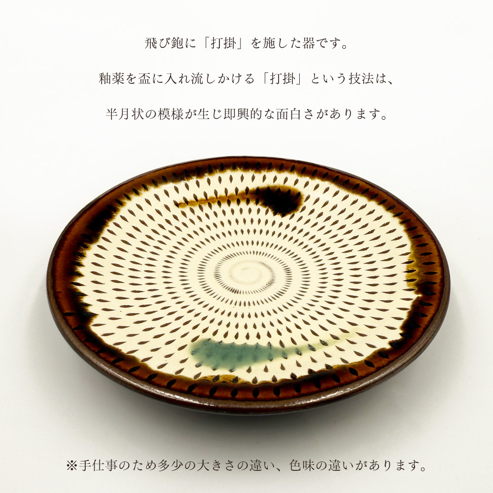 FJ4 【柳瀬本窯元】飛び鉋六寸皿2枚組