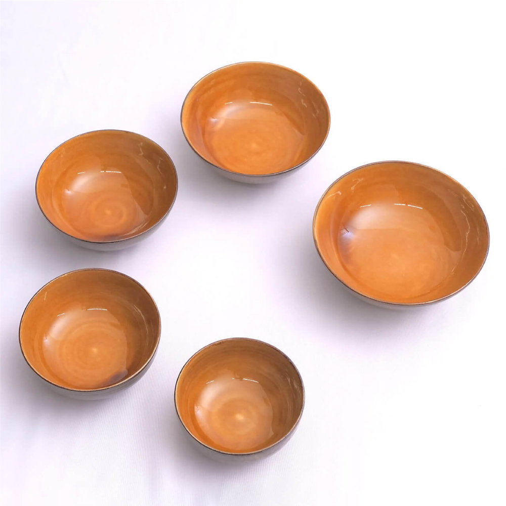 FR13 百碗 飴釉白点打飛鉋 (森山實山窯)