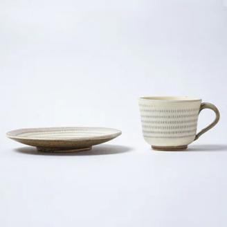 AAB1 小石原焼 原彦窯 コーヒーカップ＆ソーサー（ホワイト・マット）