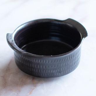 AA117 小石原焼 カネハ窯 飛び鉋グラタン皿セット(黒マット×M)