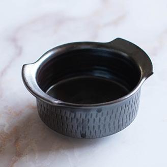 AA116 小石原焼 カネハ窯 飛び鉋グラタン皿セット(黒マット×S)