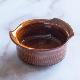 AA114 小石原焼 カネハ窯 飛び鉋グラタン皿セット(飴ツヤ×S)