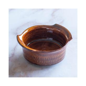 AA112 小石原焼 カネハ窯 飛び鉋グラタン皿(飴ツヤ×S)