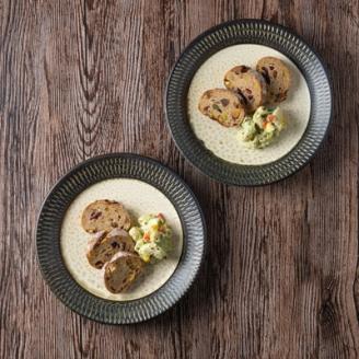 AA106 小石原焼 カネハ窯 飛び鉋プレートセット【大】(茶マット)