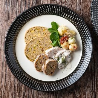 AA29 小石原焼 カネハ窯 飛び鉋プレート【特大】(黒×白ツヤ)