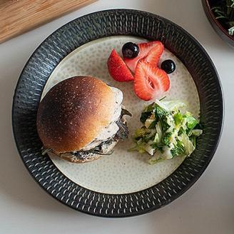 AA33 小石原焼 カネハ窯 飛び鉋プレート【特大】(茶マット)