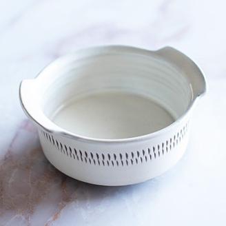 AA41 小石原焼 カネハ窯 飛び鉋グラタン皿(白ツヤ×M)