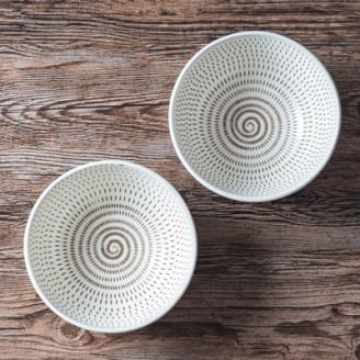 AA87 小石原焼 カネハ窯 飛び鉋中鉢セット(両面)