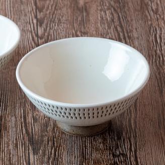 AA95 小石原焼 カネハ窯 飛び鉋飯碗 大(フチ飛び鉋)