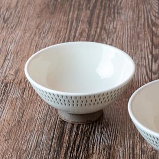 AA96 小石原焼 カネハ窯 飛び鉋飯碗 小(フチ飛び鉋)