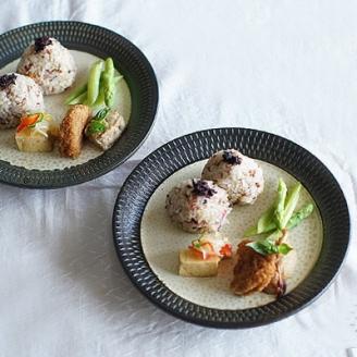 AA103 小石原焼 カネハ窯 飛び鉋プレートセット【特大】(茶マット)