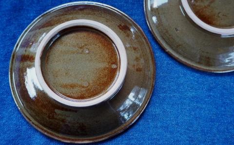 H39 小石原焼飛鉋五寸皿２枚セット直径約15cm（金丸窯）