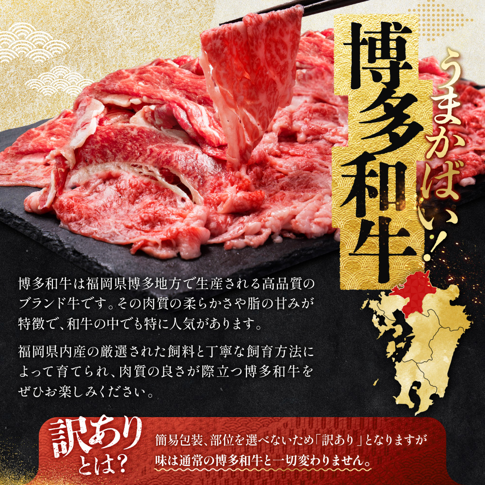 3G50 訳あり！【数量限定】博多和牛切り落とし1.2kg(600ｇ×2ｐ）