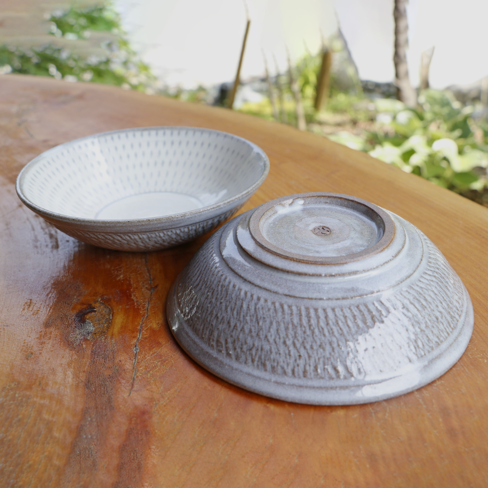 C12 【小石原焼 まるた窯】深皿２枚セット（白釉）