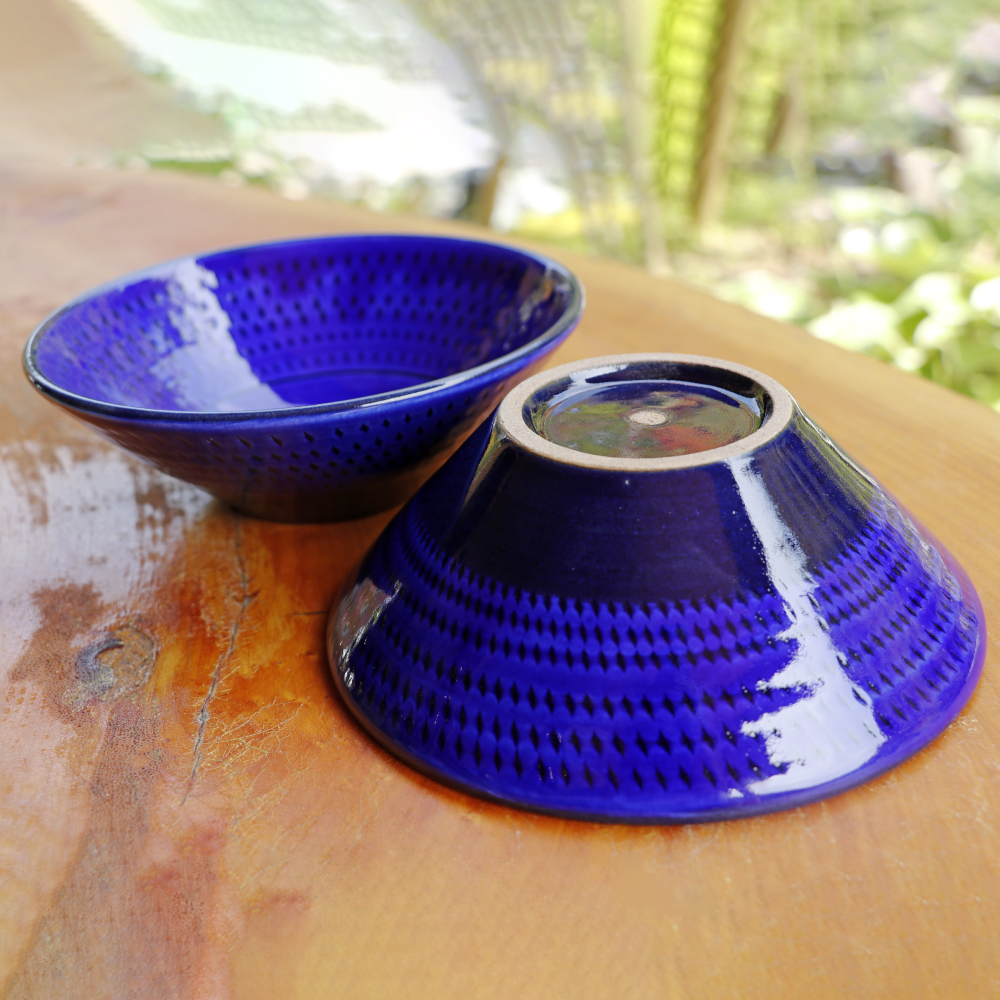 C13 【小石原焼 まるた窯】中鉢２枚セット（瑠璃釉）