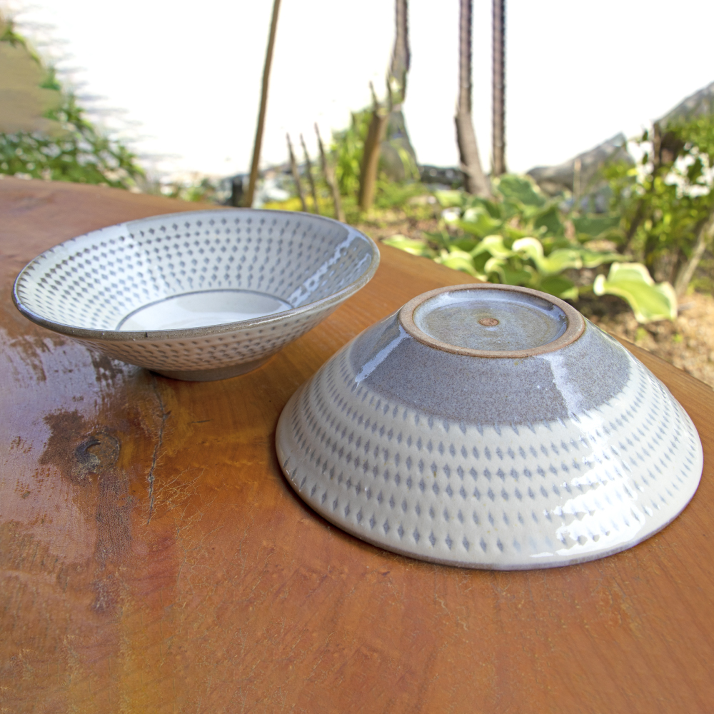 C14 【小石原焼 まるた窯】深鉢２枚セット（白釉）