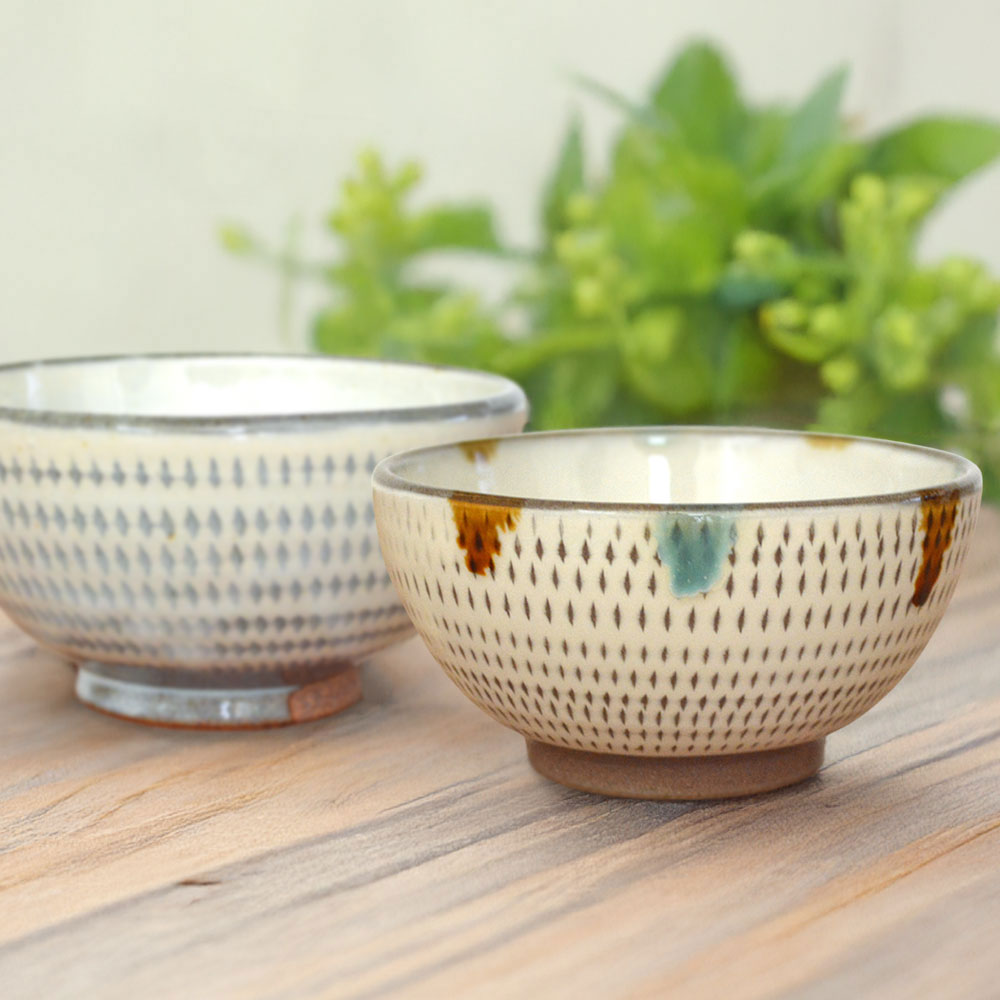 C22 【小石原焼 まるた窯】飛鉋 碗（三彩）