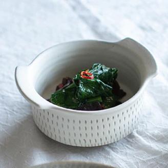 AA119 小石原焼 カネハ窯 飛び鉋グラタン皿セット(白マット×M)