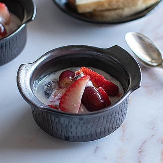 AA116 小石原焼 カネハ窯 飛び鉋グラタン皿セット(黒マット×S)