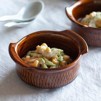 AA112 小石原焼 カネハ窯 飛び鉋グラタン皿(飴ツヤ×S)