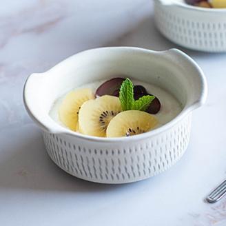 AA110 小石原焼 カネハ窯 飛び鉋グラタン皿(白マット×S)