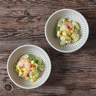 AA84 小石原焼 カネハ窯 飛び鉋小鉢セット(両面)