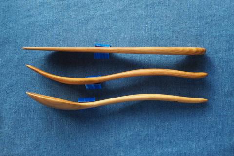 H3 東峰木人作-山桜のスプーン・フォーク・ナイフの3点セット