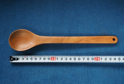 H32 手仕事工房「東峰木人」作-大さじの計量ができる山桜の木ベラ