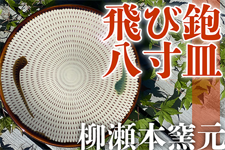 FJ3 【柳瀬本窯元】飛び鉋八寸皿