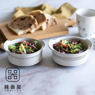 AA120 小石原焼 カネハ窯 飛び鉋グラタン皿セット(白ツヤ×M)