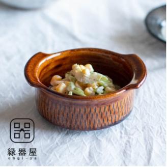 AA112 小石原焼 カネハ窯 飛び鉋グラタン皿(飴ツヤ×S)