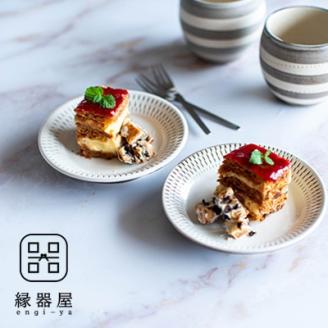 AA105 小石原焼 カネハ窯 飛び鉋プレートセット【小】(白×白ツヤ)