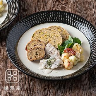 AA29 小石原焼 カネハ窯 飛び鉋プレート【特大】(黒×白ツヤ)