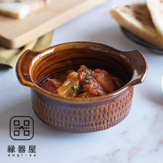 AA43 小石原焼 カネハ窯 飛び鉋グラタン皿(飴ツヤ×M)