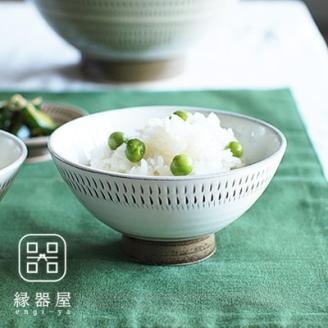 AA95 小石原焼 カネハ窯 飛び鉋飯碗 大(フチ飛び鉋)