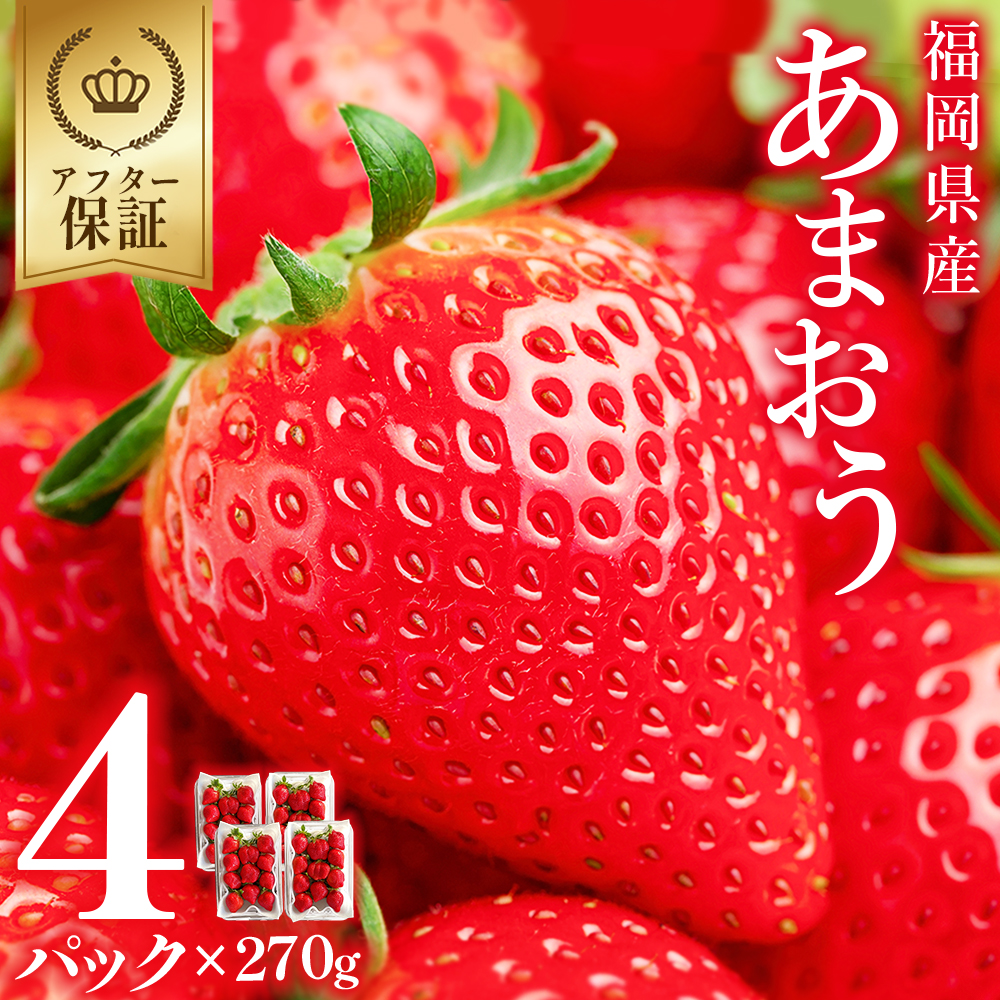 3S12 福岡県産 あまおう 約1,080ｇ (約270ｇ×4パック)
