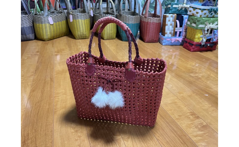 バッグ クラフトおしゃれかごバッグ 雑貨 ファッション オシャレ 【黒】