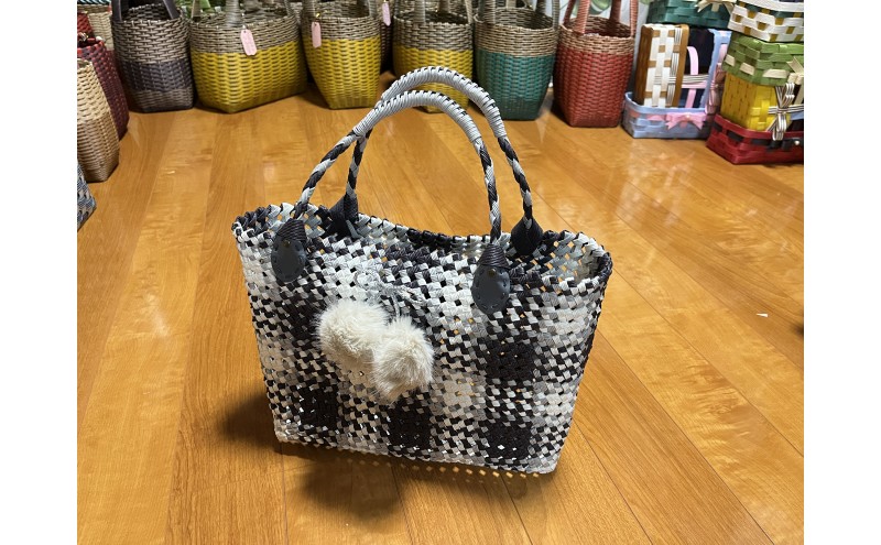 バッグ クラフトおしゃれかごバッグ 雑貨 ファッション オシャレ 【黒】