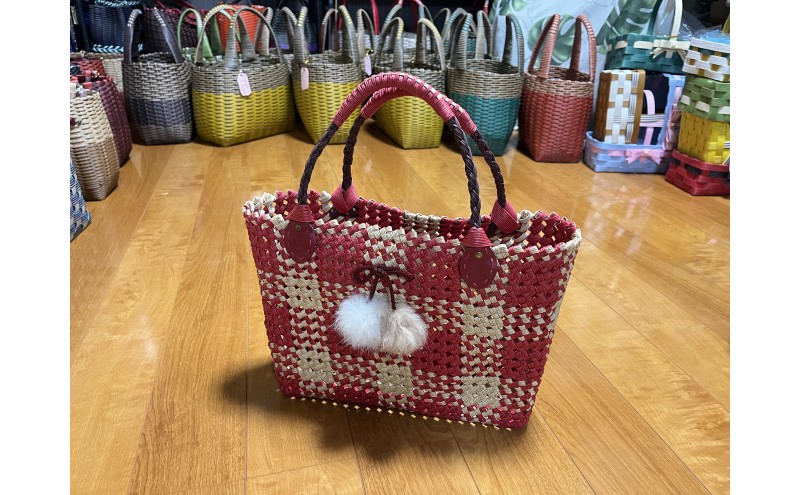 バッグ クラフトおしゃれかごバッグ 雑貨 ファッション オシャレ 【黒】